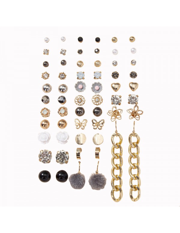 Jewels Galaxy Jewellery For Women Gold Plated Gold-Black Toned Studs Combo of 30 Amazing Pairs