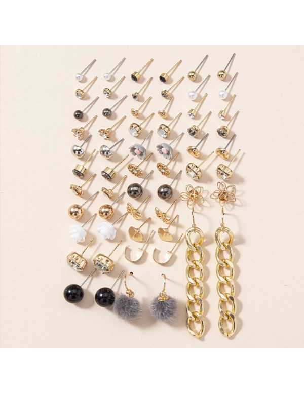 Jewels Galaxy Jewellery For Women Gold Plated Gold-Black Toned Studs Combo of 30 Amazing Pairs