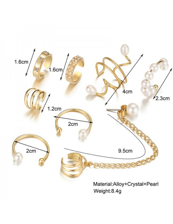 Jewels Galaxy Gold Plated Contemporary Earcuffs Set of 8