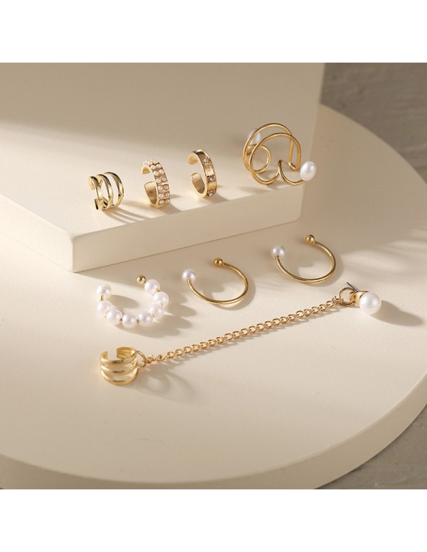 Jewels Galaxy Gold Plated Contemporary Earcuffs Set of 8