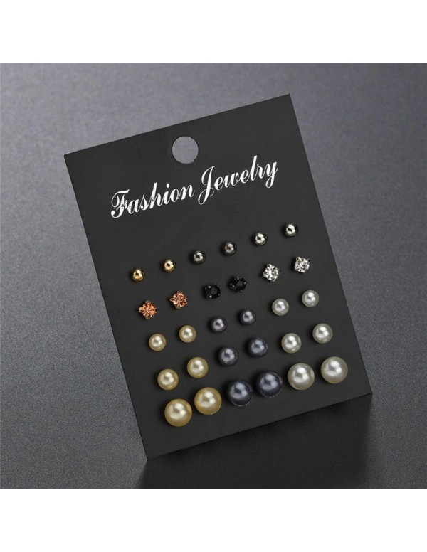 Jewels Galaxy Gold Plated Multicolor Stud Earrings Set of 15