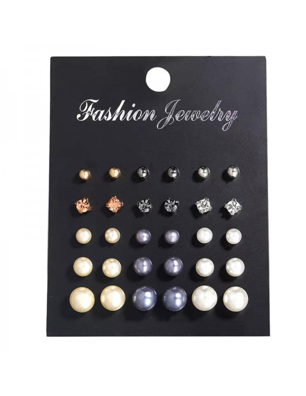 Jewels Galaxy Gold Plated Multicolor Stud Earrings Set of 15