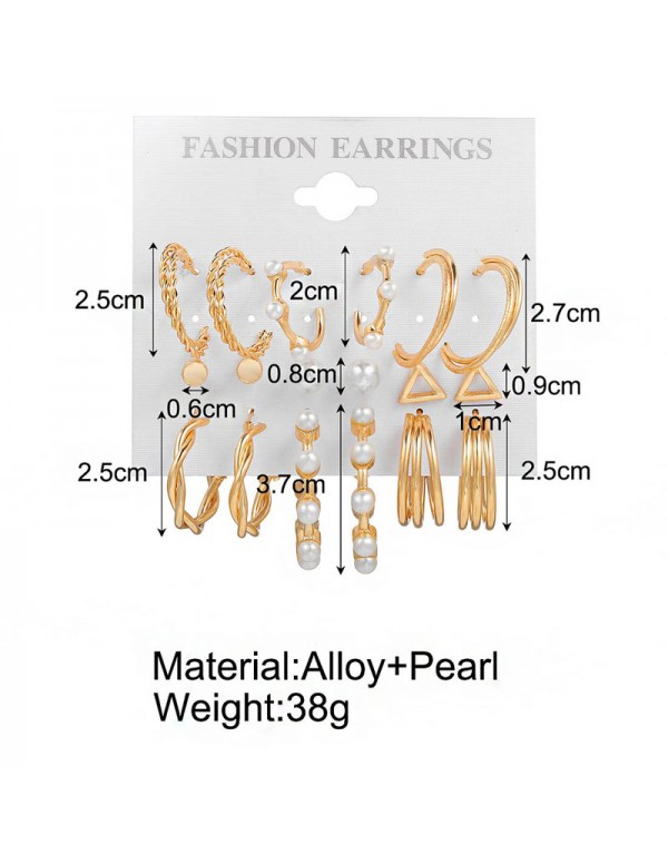 Jewels Galaxy Gold Plated Gold-Toned Contemporary Hoop Earrings Set of 9