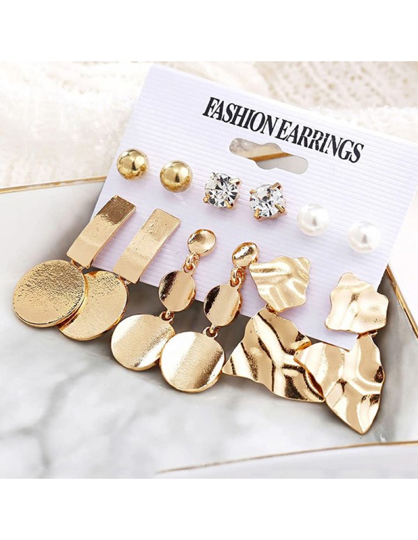 Jewels Galaxy Gold Plated White Studs and Drop Ear...