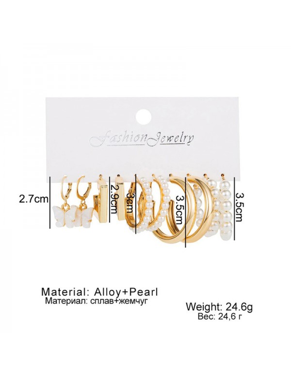 Jewels Galaxy Gold Plated Contemporary Drop and Hoop Earrings Set of 5