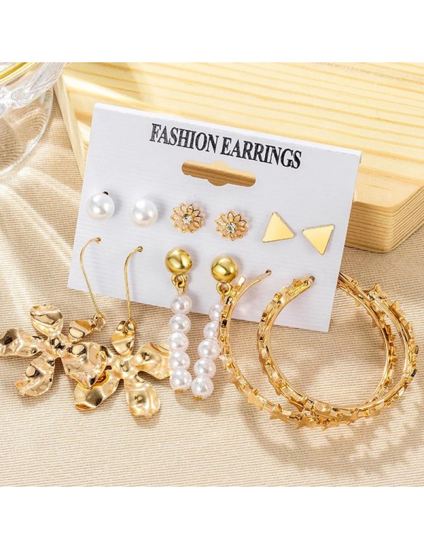 Jewels Galaxy Gold Plated White Studs, Hoops and D...