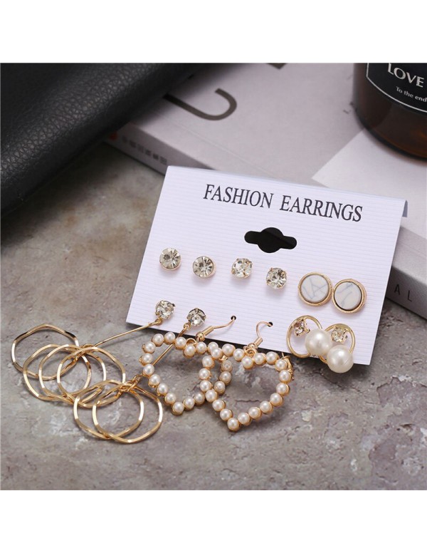 Jewels Galaxy Gold Plated White Studs and Drop Ear...