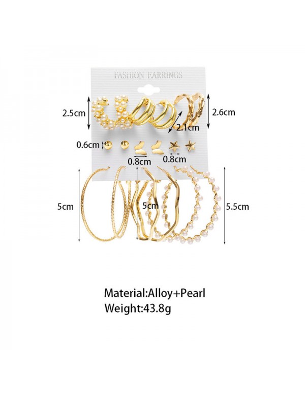 Jewels Galaxy Gold Plated Contemporary Studs and Hoop Earrings Set of 9