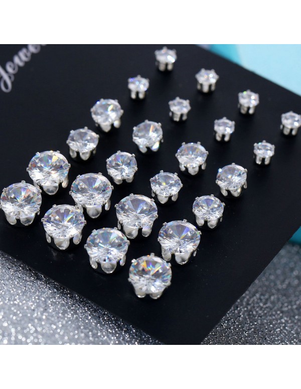 Jewels Galaxy Silver Plated Set of 12 Stud Earring...