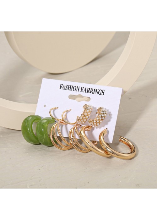 Jewels Galaxy Gold Plated Set of 5 Quirky Hoop Earrings Set For Women and Girls