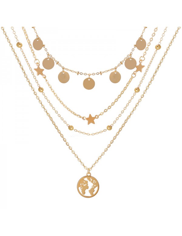 Jewels Galaxy Jewellery For Women Gold-Plated Layered Necklace-Set Of 2