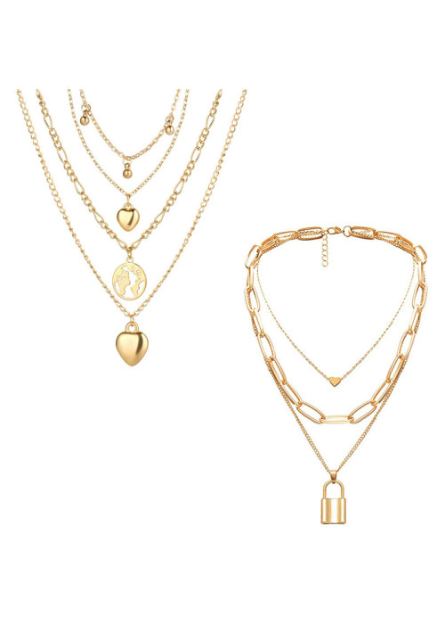 Jewels Galaxy Jewellery For Women Gold-Plated Layered Necklace-Set Of 2