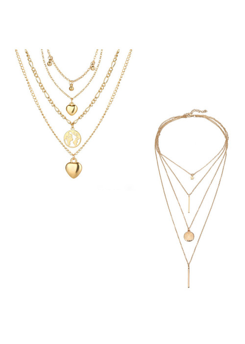 Jewels Galaxy Jewellery For Women Gold-Plated Layered Necklace-Set Of 2