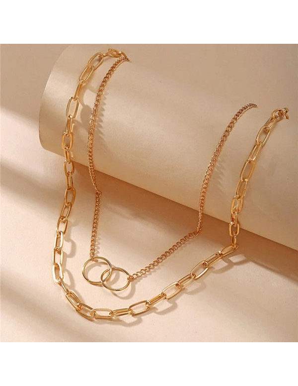 Jewels Galaxy Jewellery For Women Gold-Plated Layered Necklace-Set Of 2