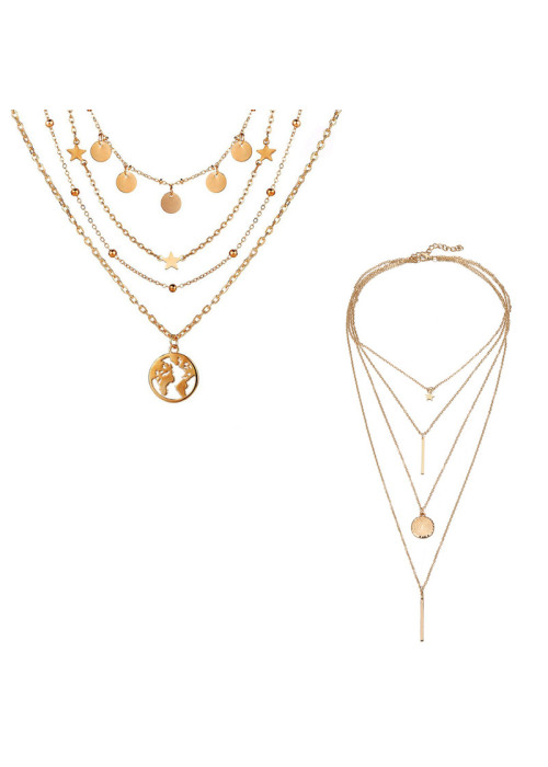 Jewels Galaxy Jewellery For Women Gold-Plated Layered Necklace-Set Of 2