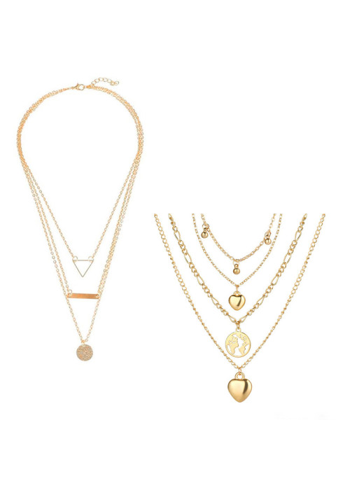 Jewels Galaxy Jewellery For Women Gold and Silver-Plated Layered Necklace-Set Of 2