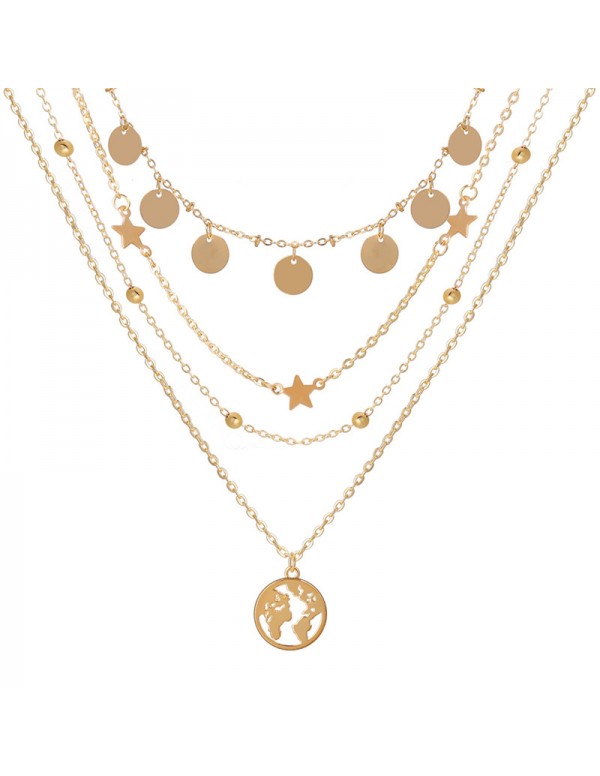Jewels Galaxy Jewellery For Women Gold and Silver-Plated Layered Necklace-Set Of 2