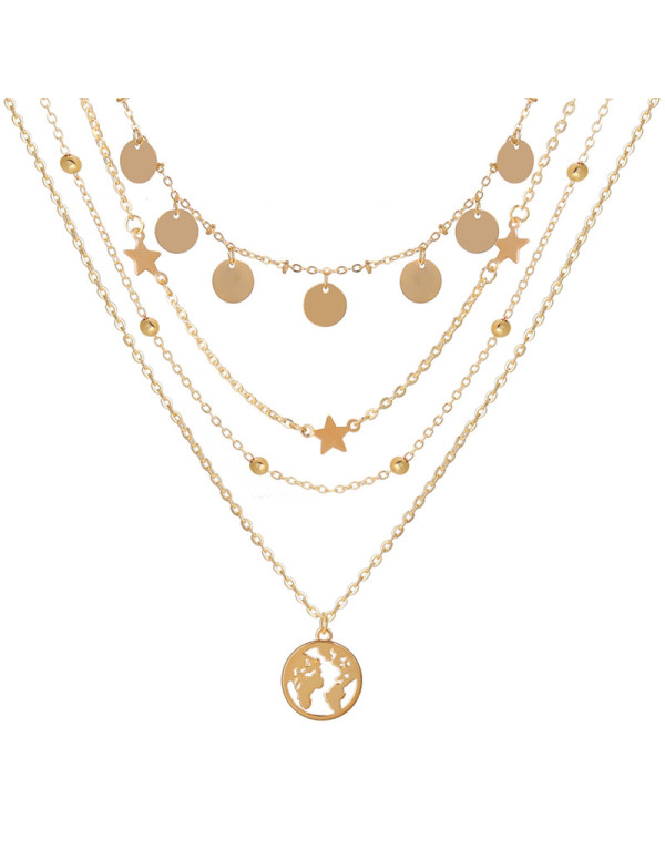 Jewels Galaxy Jewellery For Women Gold and Silver-Plated Layered Necklace-Set Of 2