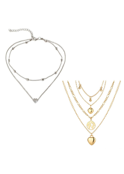 Jewels Galaxy Jewellery For Women Gold and Silver-Plated Layered Necklace-Set Of 2