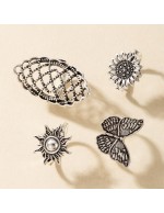Jewels Galaxy Women Set of 4 Silver Plat...