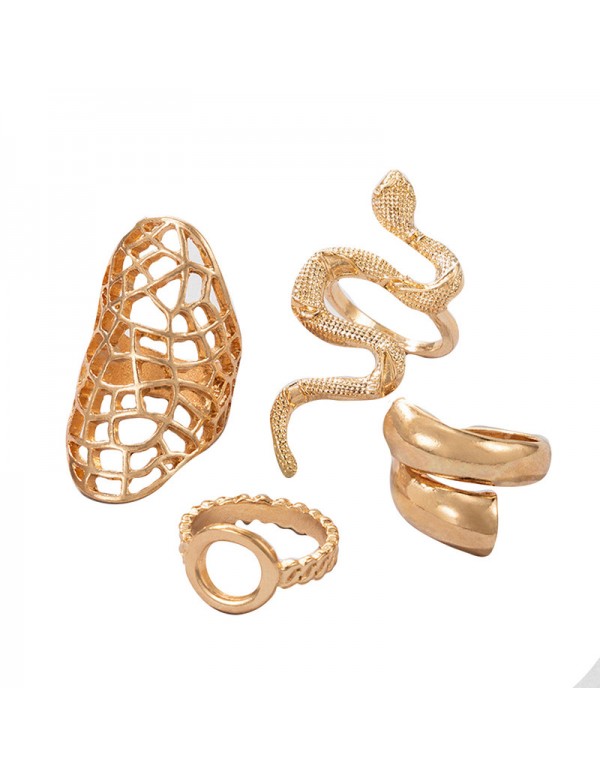 Jewels Galaxy Women Set of 4 Gold Plated Contemporary Finger Ring