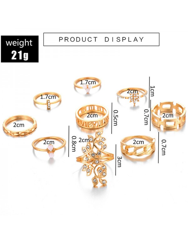 Jewels Galaxy Gold Plated Contemporary Stackable Rings Set of 9