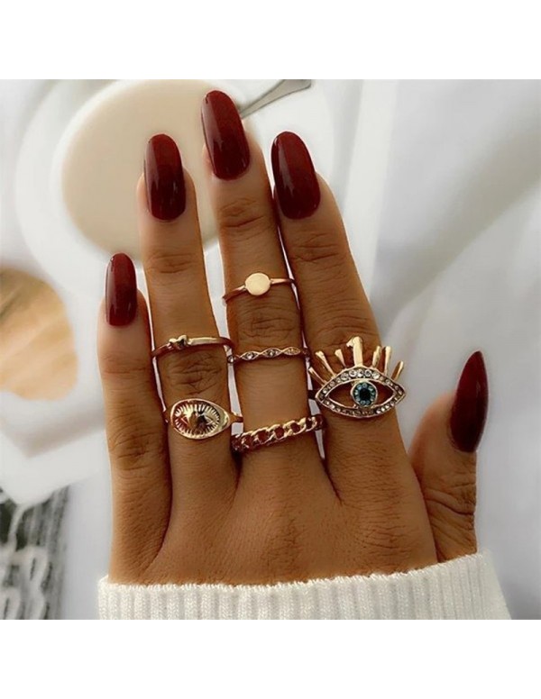 Jewels Galaxy Evil Eye Gold Plated Stackable Rings...