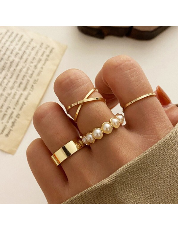 Jewels Galaxy Gold Plated Stackable Rings Set of 4
