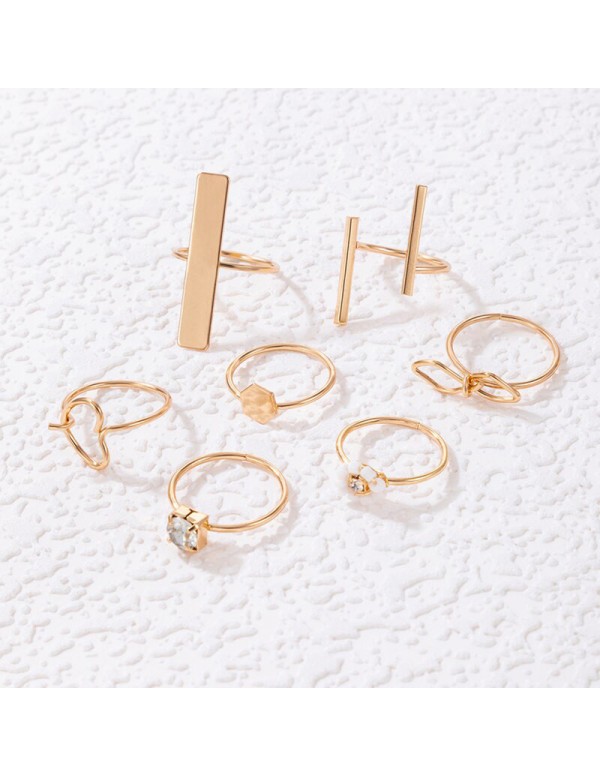 Jewels Galaxy Gold Plated Contemporary Stackable Rings Set of 7