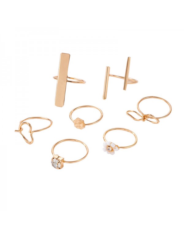 Jewels Galaxy Gold Plated Contemporary Stackable Rings Set of 7