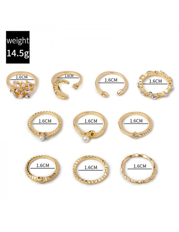 Jewels Galaxy Gold Plated Contemporary Stackable Rings Set of 10