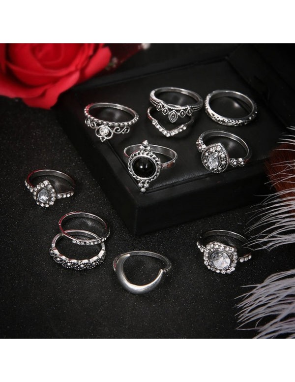 Jewels Galaxy Stone Studded Silver Plated Stackabl...