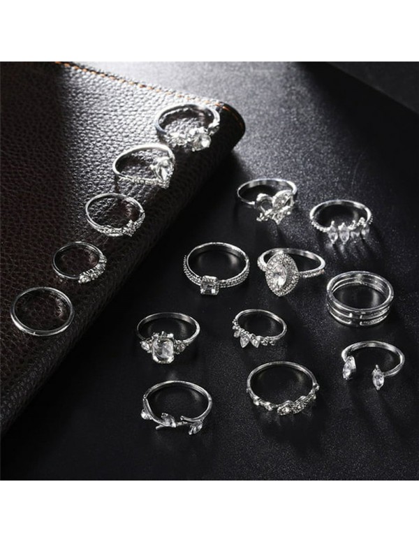 Jewels Galaxy Stone Studded Silver Plated Stackabl...