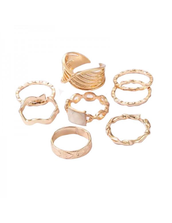 Jewels Galaxy Gold Plated Contemporary Stackable Rings Set of 8
