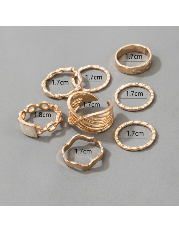 Jewels Galaxy Gold Plated Contemporary Stackable Rings Set of 8