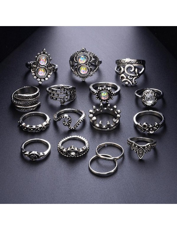Jewels Galaxy Combo of 16 Silver Plated Mixed Size...