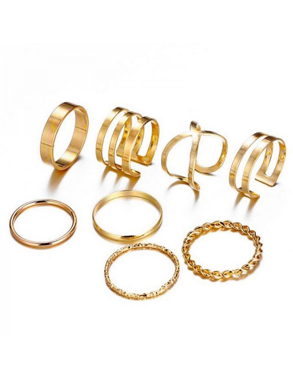 Jewels Galaxy Combo of 8 Gold Plated Mixed Sized R...