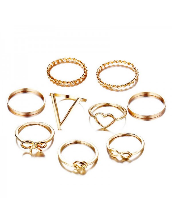 Jewels Galaxy Combo of 9 Gold Plated Mixed Sized R...