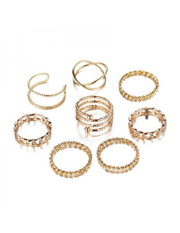 Jewels Galaxy Combo of 8 Gold Plated Mixed Sized R...