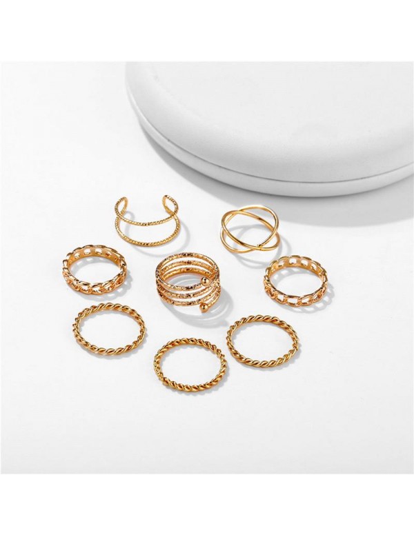 Jewels Galaxy Combo of 8 Gold Plated Mixed Sized Rings 910