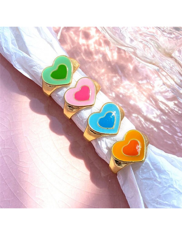 Jewels Galaxy Jewellery For Women Gold Plated Multicolor Heart Shaped Rings Set of 4