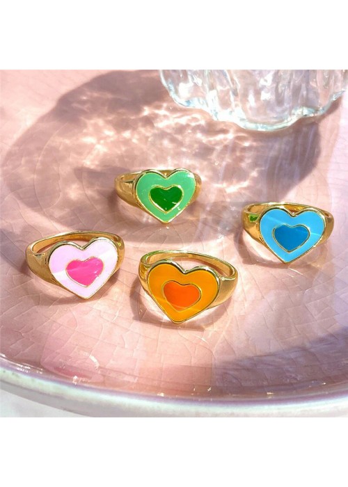 Jewels Galaxy Jewellery For Women Gold Plated Multicolor Heart Shaped Rings Set of 4