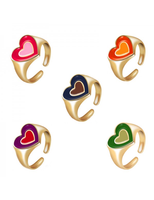 Jewels Galaxy Jewellery For Women Gold Plated Multicolor Heart Shaped Rings Set of 5