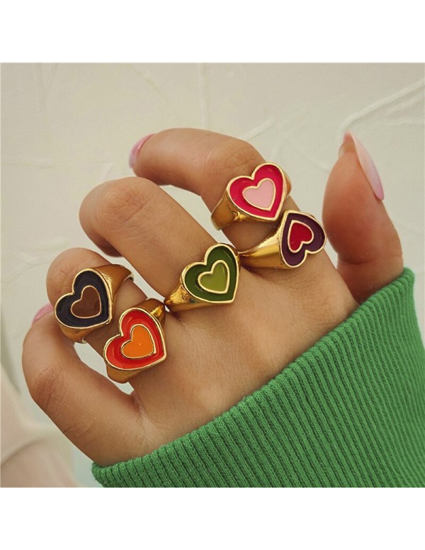 Jewels Galaxy Jewellery For Women Gold Plated Multicolor Heart Shaped Rings Set of 5