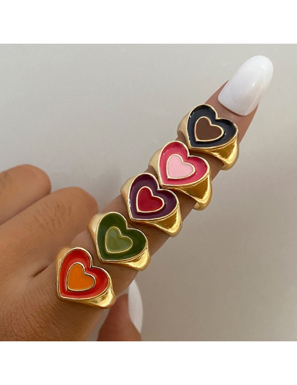 Jewels Galaxy Jewellery For Women Gold Plated Multicolor Heart Shaped Rings Set of 5