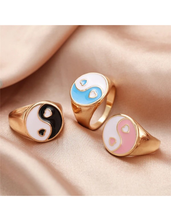 Jewels Galaxy Jewellery For Women Gold Plated Multicolor Rings Set of 3