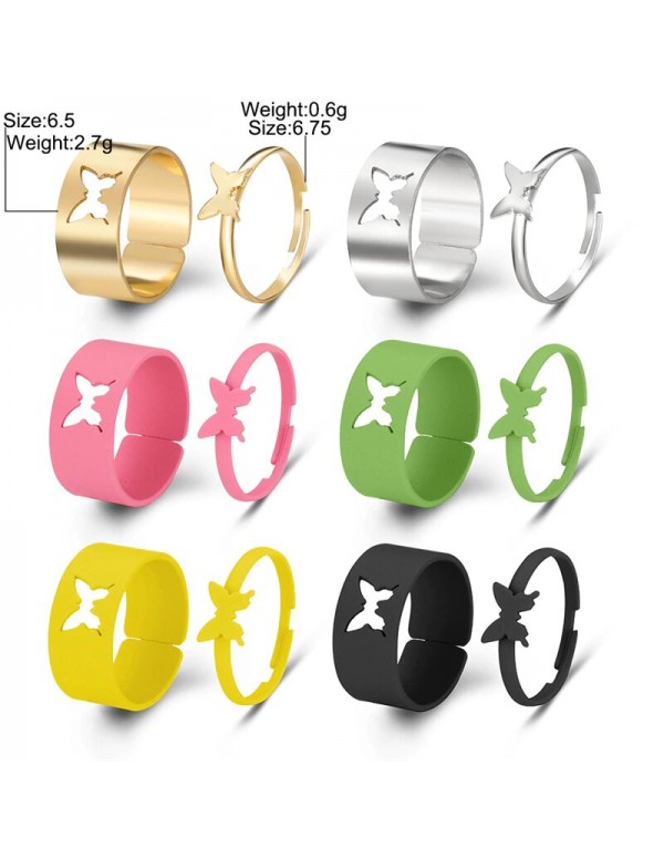 Jewels Galaxy Jewellery For Women Gold Plated Multicolor Butterfly inspired Rings Set of 12