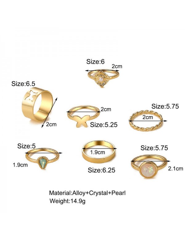 Jewels Galaxy Jewellery For Women Gold Plated Gold-Toned  Rings Set of 7