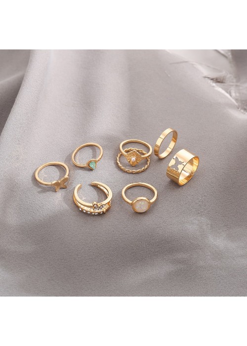 Jewels Galaxy Jewellery For Women Gold Plated Gold-Toned  Rings Set of 7