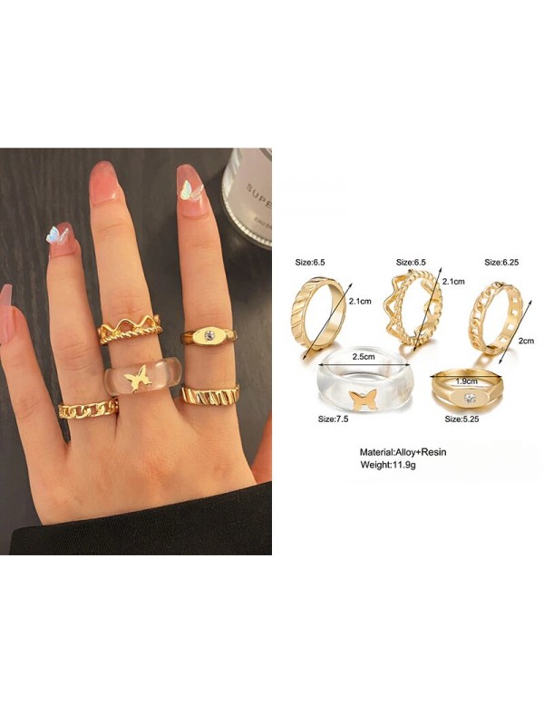 Jewels Galaxy Jewellery For Women Gold Plated Rings Set of 5